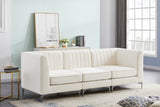 Alina Velvet / Engineered Wood / Metal / Foam Contemporary Cream Velvet Modular Sofa - 93" W x 33.5" D x 31" H