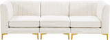 Alina Velvet / Engineered Wood / Metal / Foam Contemporary Cream Velvet Modular Sofa - 93" W x 33.5" D x 31" H