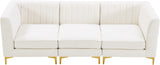 Alina Velvet / Engineered Wood / Metal / Foam Contemporary Cream Velvet Modular Sofa - 93" W x 33.5" D x 31" H