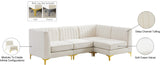 Alina Velvet / Engineered Wood / Metal / Foam Contemporary Cream Velvet Modular Sectional - 93" W x 67" D x 31" H