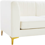 Alina Velvet / Engineered Wood / Metal / Foam Contemporary Cream Velvet Modular Sectional - 93" W x 67" D x 31" H