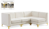 Alina Velvet / Engineered Wood / Metal / Foam Contemporary Cream Velvet Modular Sectional - 93" W x 67" D x 31" H