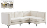 Alina Velvet / Engineered Wood / Metal / Foam Contemporary Cream Velvet Modular Sectional - 93" W x 67" D x 31" H