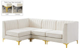 Alina Velvet / Engineered Wood / Metal / Foam Contemporary Cream Velvet Modular Sectional - 93" W x 67" D x 31" H