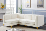 Alina Velvet / Engineered Wood / Metal / Foam Contemporary Cream Velvet Modular Sectional - 93" W x 67" D x 31" H