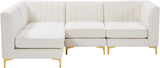 Alina Velvet / Engineered Wood / Metal / Foam Contemporary Cream Velvet Modular Sectional - 93" W x 67" D x 31" H