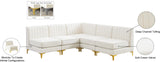 Alina Velvet / Engineered Wood / Metal / Foam Contemporary Cream Velvet Modular Sectional - 85.5" W x 85.5" D x 31" H