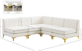 Alina Velvet / Engineered Wood / Metal / Foam Contemporary Cream Velvet Modular Sectional - 85.5" W x 85.5" D x 31" H