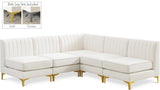 Alina Velvet / Engineered Wood / Metal / Foam Contemporary Cream Velvet Modular Sectional - 85.5" W x 85.5" D x 31" H