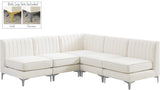 Alina Velvet / Engineered Wood / Metal / Foam Contemporary Cream Velvet Modular Sectional - 85.5" W x 85.5" D x 31" H