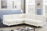 Alina Velvet / Engineered Wood / Metal / Foam Contemporary Cream Velvet Modular Sectional - 85.5" W x 85.5" D x 31" H