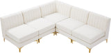 Alina Velvet / Engineered Wood / Metal / Foam Contemporary Cream Velvet Modular Sectional - 85.5" W x 85.5" D x 31" H