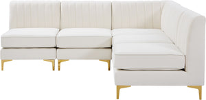 Alina Velvet / Engineered Wood / Metal / Foam Contemporary Cream Velvet Modular Sectional - 85.5" W x 85.5" D x 31" H