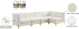 Alina Velvet / Engineered Wood / Metal / Foam Contemporary Cream Velvet Modular Sectional - 119" W x 59.5" D x 31" H