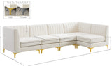 Alina Velvet / Engineered Wood / Metal / Foam Contemporary Cream Velvet Modular Sectional - 119" W x 59.5" D x 31" H