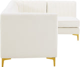 Alina Velvet / Engineered Wood / Metal / Foam Contemporary Cream Velvet Modular Sectional - 119" W x 59.5" D x 31" H