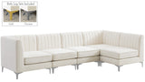 Alina Velvet / Engineered Wood / Metal / Foam Contemporary Cream Velvet Modular Sectional - 119" W x 59.5" D x 31" H