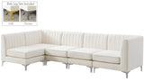 Alina Velvet / Engineered Wood / Metal / Foam Contemporary Cream Velvet Modular Sectional - 119" W x 59.5" D x 31" H