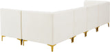 Alina Velvet / Engineered Wood / Metal / Foam Contemporary Cream Velvet Modular Sectional - 119" W x 59.5" D x 31" H