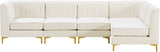 Alina Velvet / Engineered Wood / Metal / Foam Contemporary Cream Velvet Modular Sectional - 119" W x 59.5" D x 31" H