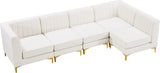 Alina Velvet / Engineered Wood / Metal / Foam Contemporary Cream Velvet Modular Sectional - 119" W x 59.5" D x 31" H