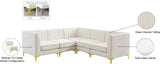 Alina Velvet / Engineered Wood / Metal / Foam Contemporary Cream Velvet Modular Sectional - 93" W x 93" D x 31" H