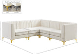 Alina Velvet / Engineered Wood / Metal / Foam Contemporary Cream Velvet Modular Sectional - 93" W x 93" D x 31" H