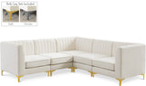 Alina Velvet / Engineered Wood / Metal / Foam Contemporary Cream Velvet Modular Sectional - 93" W x 93" D x 31" H