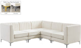 Alina Velvet / Engineered Wood / Metal / Foam Contemporary Cream Velvet Modular Sectional - 93" W x 93" D x 31" H