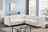 Alina Velvet / Engineered Wood / Metal / Foam Contemporary Cream Velvet Modular Sectional - 93" W x 93" D x 31" H