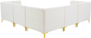 Alina Velvet / Engineered Wood / Metal / Foam Contemporary Cream Velvet Modular Sectional - 93" W x 93" D x 31" H