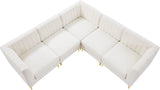 Alina Velvet / Engineered Wood / Metal / Foam Contemporary Cream Velvet Modular Sectional - 93" W x 93" D x 31" H