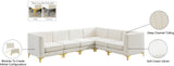 Alina Velvet / Engineered Wood / Metal / Foam Contemporary Cream Velvet Modular Sectional - 119" W x 93" D x 31" H