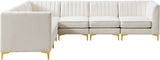 Alina Velvet / Engineered Wood / Metal / Foam Contemporary Cream Velvet Modular Sectional - 119" W x 93" D x 31" H