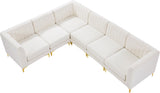 Alina Velvet / Engineered Wood / Metal / Foam Contemporary Cream Velvet Modular Sectional - 119" W x 93" D x 31" H