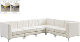 Alina Velvet / Engineered Wood / Metal / Foam Contemporary Cream Velvet Modular Sectional - 119" W x 93" D x 31" H