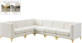 Alina Velvet / Engineered Wood / Metal / Foam Contemporary Cream Velvet Modular Sectional - 119" W x 93" D x 31" H