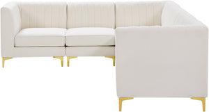 Alina Velvet / Engineered Wood / Metal / Foam Contemporary Cream Velvet Modular Sectional - 119" W x 93" D x 31" H