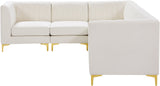 Alina Velvet / Engineered Wood / Metal / Foam Contemporary Cream Velvet Modular Sectional - 119" W x 93" D x 31" H