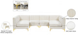 Alina Velvet / Engineered Wood / Metal / Foam Contemporary Cream Velvet Modular Sectional - 119" W x 59.5" D x 31" H