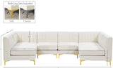 Alina Velvet / Engineered Wood / Metal / Foam Contemporary Cream Velvet Modular Sectional - 119" W x 59.5" D x 31" H