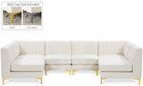 Alina Velvet / Engineered Wood / Metal / Foam Contemporary Cream Velvet Modular Sectional - 119" W x 59.5" D x 31" H