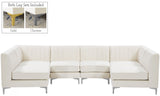 Alina Velvet / Engineered Wood / Metal / Foam Contemporary Cream Velvet Modular Sectional - 119" W x 59.5" D x 31" H