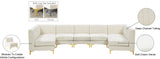 Alina Velvet / Engineered Wood / Metal / Foam Contemporary Cream Velvet Modular Sectional - 145" W x 59.5" D x 31" H