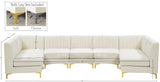 Alina Velvet / Engineered Wood / Metal / Foam Contemporary Cream Velvet Modular Sectional - 145" W x 59.5" D x 31" H