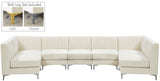 Alina Velvet / Engineered Wood / Metal / Foam Contemporary Cream Velvet Modular Sectional - 145" W x 59.5" D x 31" H