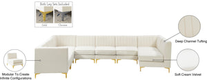 Alina Velvet / Engineered Wood / Metal / Foam Contemporary Cream Velvet Modular Sectional - 119" W x 119" D x 31" H