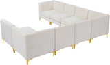 Alina Velvet / Engineered Wood / Metal / Foam Contemporary Cream Velvet Modular Sectional - 119" W x 119" D x 31" H