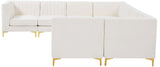 Alina Velvet / Engineered Wood / Metal / Foam Contemporary Cream Velvet Modular Sectional - 119" W x 119" D x 31" H