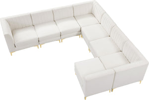 Alina Velvet / Engineered Wood / Metal / Foam Contemporary Cream Velvet Modular Sectional - 119" W x 119" D x 31" H